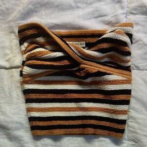 American Eagle Outfitters Striped Tube Top in Black, White, Tan